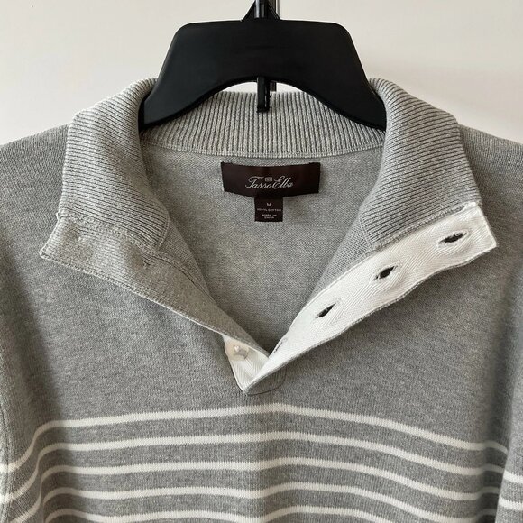 Tasso Elba Men’s Gray Regular Fit Mock Neck Button Cotton Knit Sweater Size M - Picture 5 of 7